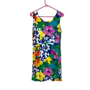 Jams World Vintage HIBISCUS Floral Dress Hawaiian Rayon Size 3 Back Zip